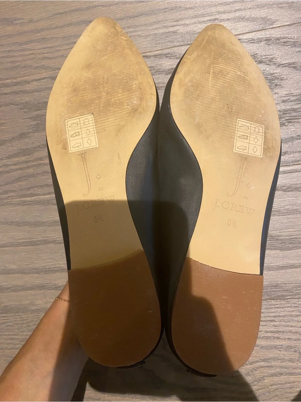 J.Crew Black & White Edie leather pointed-toe loafers